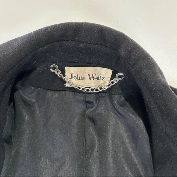 John Weitz Peacoat Wool Blend Nautical Black Vintage USA Large - Picture 9 of 13